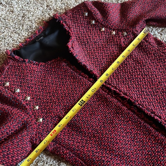 Monteau Red Blazer twist Jacket Size Medium - Picture 15 of 17